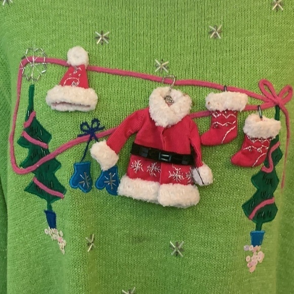 Vintage Design Options by Philip & Jane Gordon 3D Santa Christmas sweater, large - Picture 4 of 7